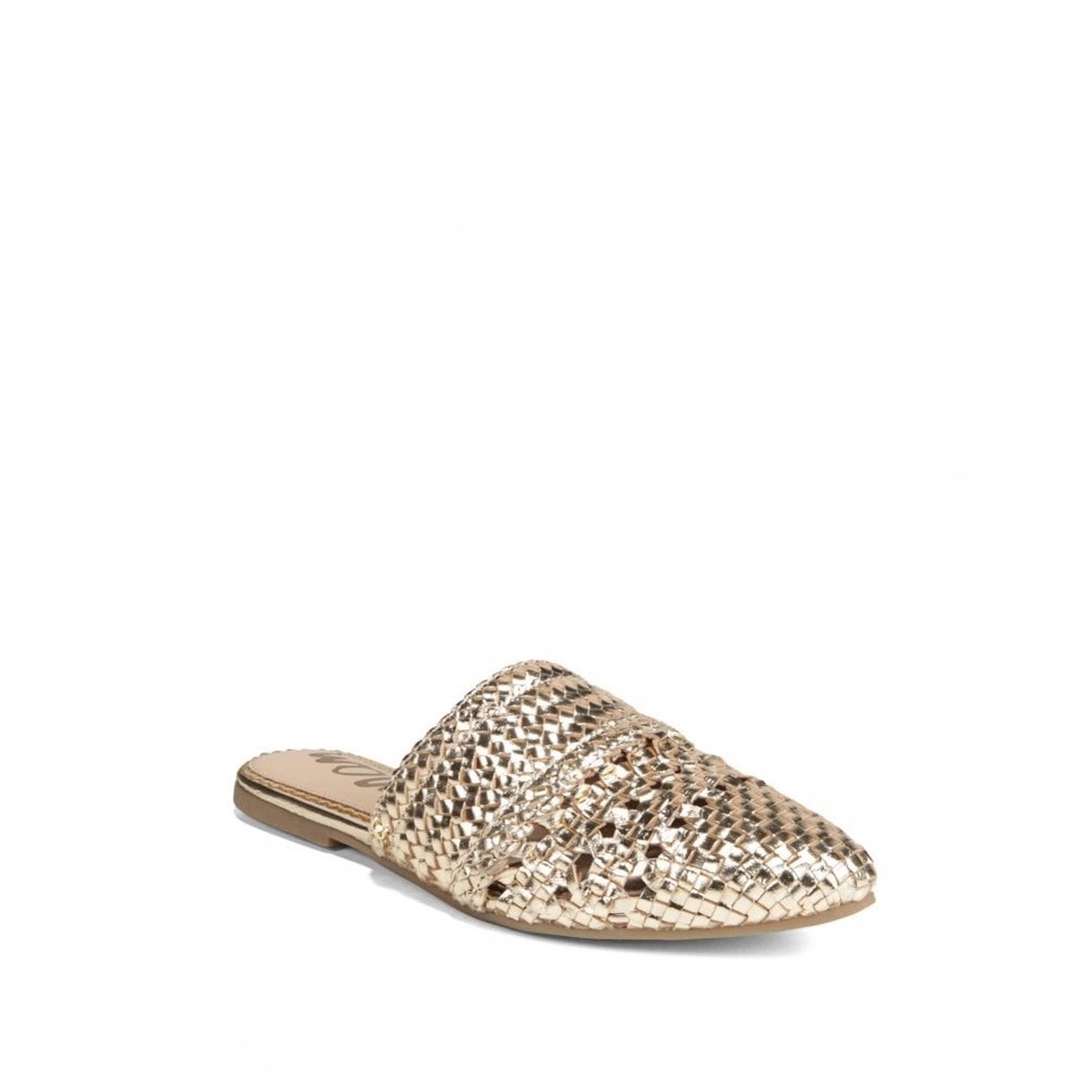 Sam Edelman Gold Woven Women's Mules - Picture 5 of 7